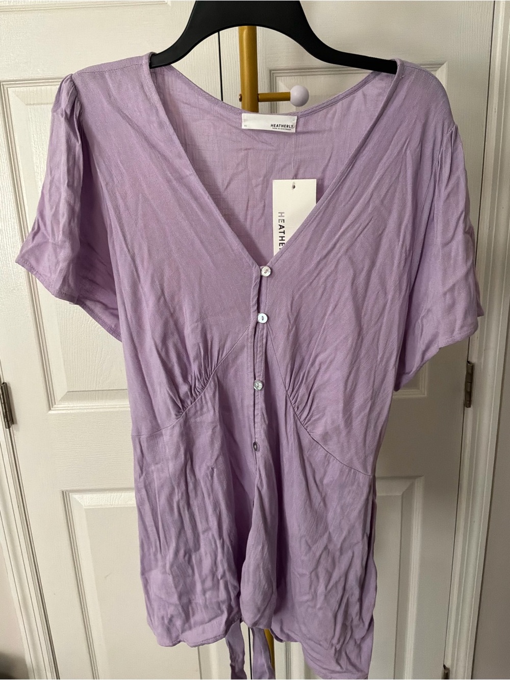Heatherly Lavender Purple Button-Front Women's Top 2X